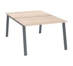 Pôle de 2 bureaux droits chêne clair L 120 x P 80 cm piétement métal - Arch