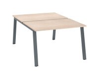 Pôle de 2 bureaux droits chêne clair L 120 x P 80 cm piétement métal - Arch