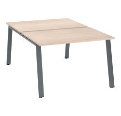 Pôle de 2 bureaux droits chêne clair L 120 x P 80 cm piétement métal - Arch