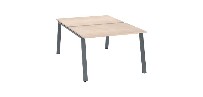 Pôle de 2 bureaux droits chêne clair L 120 x P 80 cm piétement métal - Arch