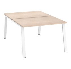 Pôle de 2 bureaux droits chêne clair L 120 x P 80 cm piétement métal - Arch