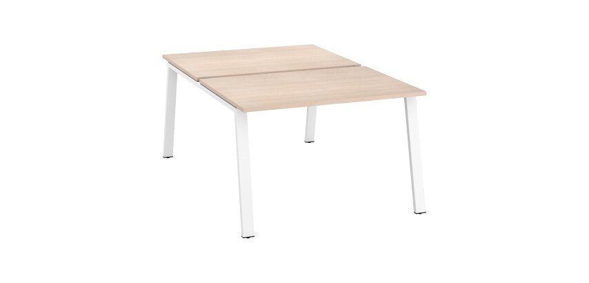 Pôle de 2 bureaux droits chêne clair L 120 x P 80 cm piétement métal - Arch