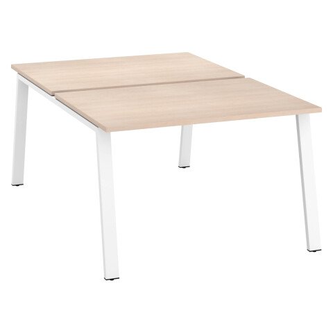 Conjunto de 2 mesas Ecla roble claro An 120 x Fon 80 cm patas metal blancas - elemento inicial