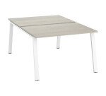 Pôle de 2 bureaux droits chêne gris L 120 x P 166 cm piétement métal - Arch