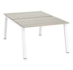 Pôle de 2 bureaux droits chêne gris L 120 x P 80 cm piétement métal - Arch