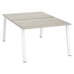 Pôle de 2 bureaux droits chêne gris L 120 x P 80 cm piétement métal - Arch