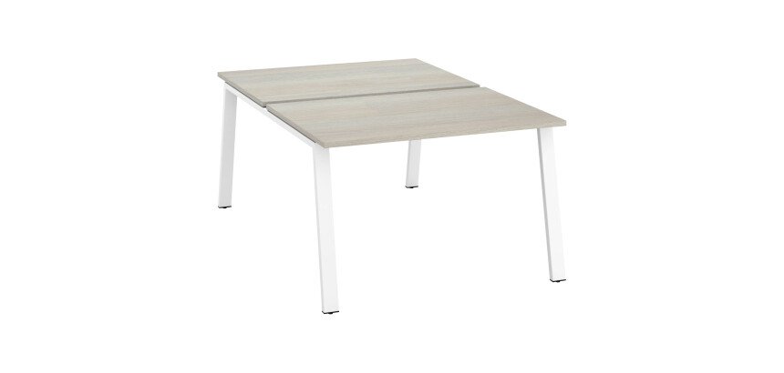 Pôle de 2 bureaux droits chêne gris L 120 x P 166 cm piétement métal - Arch