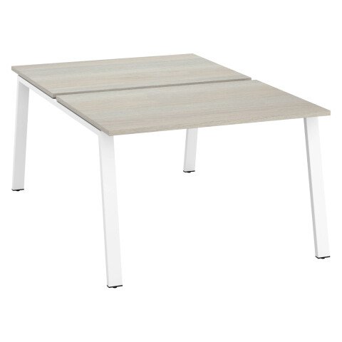Conjunto de 2 mesas Ecla roble gris An 120 x Fon 80 cm patas metal blancas - elemento inicial