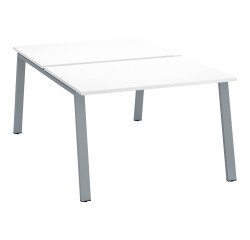 Pôle de 2 bureaux droits blanc L 120 x P 166 cm piétement métal - Arch