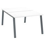 Pôle de 2 bureaux droits blanc L 120 x P 80 cm piétement métal - Arch