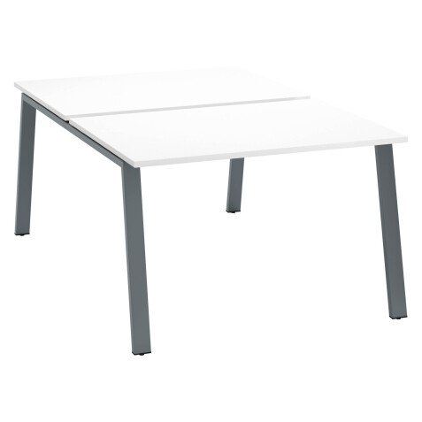 Pôle de 2 bureaux droits blanc L 120 x P 80 cm piétement métal - Arch