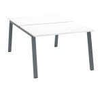 Pôle de 2 bureaux droits blanc L 120 x P 166 cm piétement métal - Arch