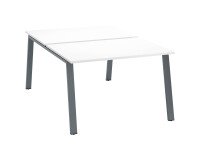 Pôle de 2 bureaux droits blanc L 120 x P 166 cm piétement métal - Arch