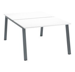 Pôle de 2 bureaux droits blanc L 120 x P 80 cm piétement métal - Arch