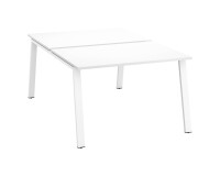 Pôle de 2 bureaux droits blanc L 120 x P 166 cm piétement métal - Arch