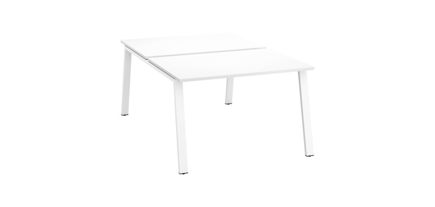 Pôle de 2 bureaux droits blanc L 120 x P 166 cm piétement métal - Arch