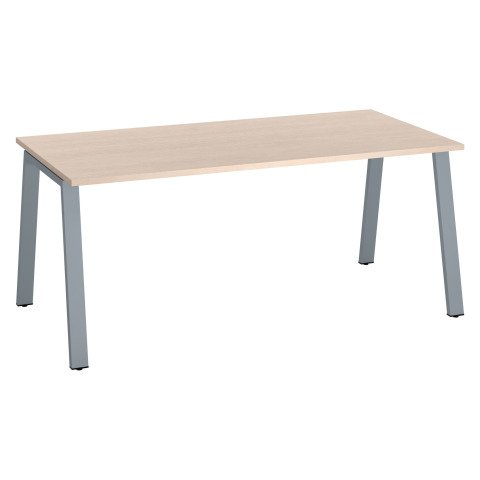 Mesa recta Ecla roble claro An 180 x Fon 80 cm patas metal aluminio
