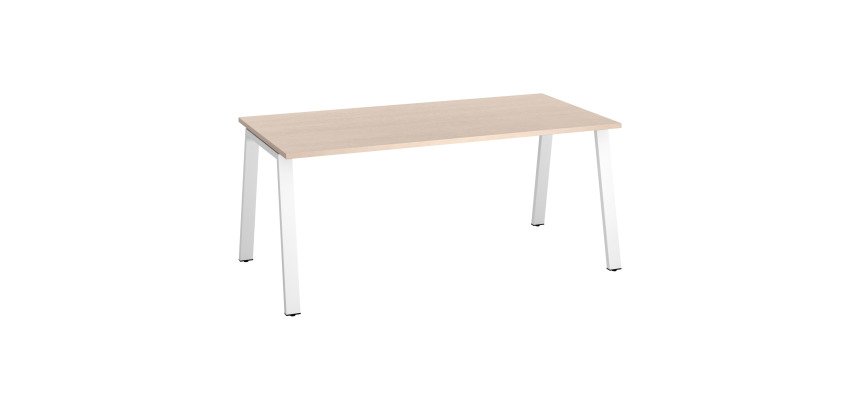 Bureau droit individuel chêne clair 180 x 80 cm, piétement métal - Arch