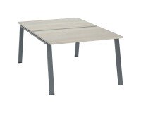 Pôle de 2 bureaux droits chêne gris L 120 x P 80 cm piétement métal - Arch