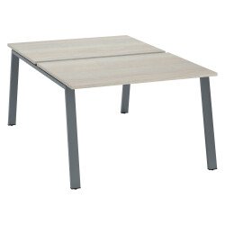 Pôle de 2 bureaux droits chêne gris L 120 x P 80 cm piétement métal - Arch