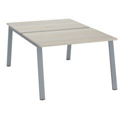 Pôle de 2 bureaux droits chêne gris L 120 x P 166 cm piétement métal - Arch