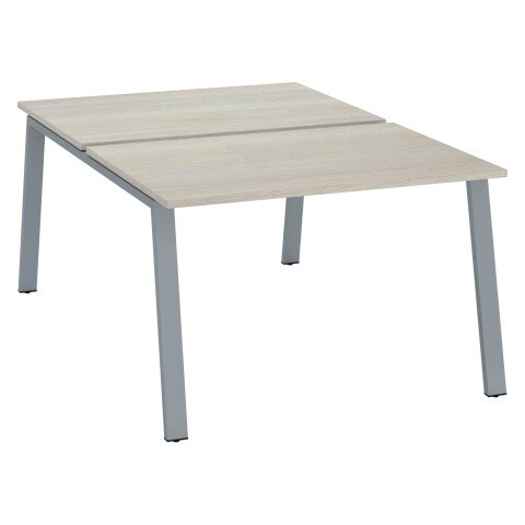 Conjunto de 2 mesas Ecla roble gris An 120 x Fon 80 cm patas metal aluminio - elemento inicial