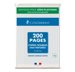 Copies doubles 200 pages séyès format A4 21 x 29,7 cm Conquérant - non perforées