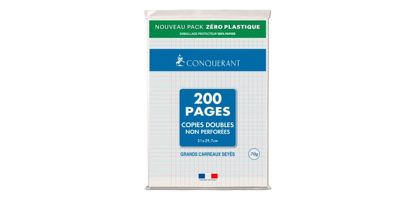 Copies doubles 200 pages séyès format A4 21 x 29,7 cm Conquérant - non perforées