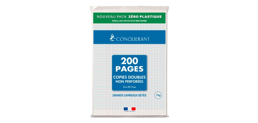 Copies doubles 200 pages séyès format A4 21 x 29,7 cm Conquérant - non perforées