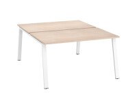 Pôle de 2 bureaux droits chêne clair L 140 x P 80 cm piétement métal - Arch