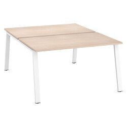 Pôle de 2 bureaux droits chêne clair L 140 x P 80 cm piétement métal - Arch