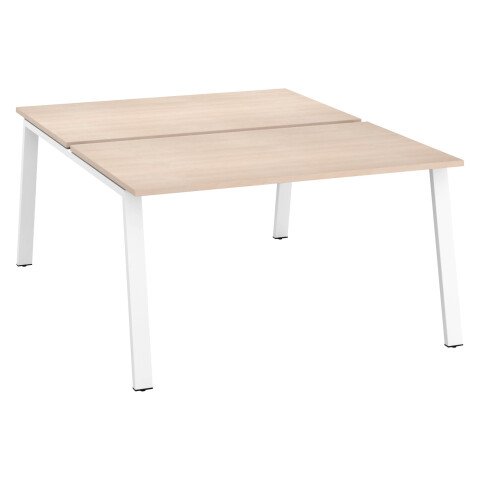 Conjunto de 2 mesas Ecla roble claro An 140 x Fon 80 cm patas metal blancas - elemento inicial