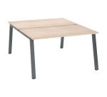 Pôle de 2 bureaux droits chêne clair L 140 x P 80 cm piétement métal - Arch