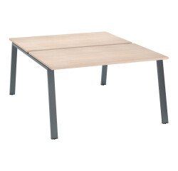 Pôle de 2 bureaux droits chêne clair L 140 x P 80 cm piétement métal - Arch