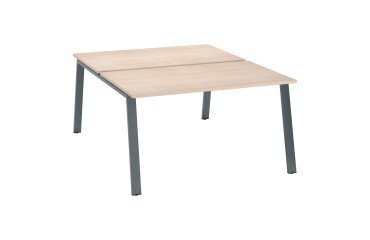 Pack pole de 2 bureaux Ecla L 140 x P 80 cm  piètement métal anthracite + platines pour plateaux coulissants offerts