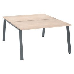Pôle de 2 bureaux droits chêne clair L 140 x P 80 cm piétement métal - Arch