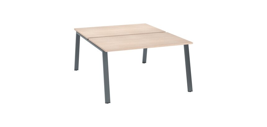 Pôle de 2 bureaux droits chêne clair L 140 x P 80 cm piétement métal - Arch