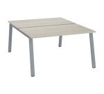 Pôle de 2 bureaux droits chêne gris L 140 x P 166 cm piétement métal - Arch