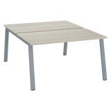 Pôle de 2 bureaux droits chêne gris L 140 x P 80 cm piétement métal - Arch