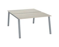 Pôle de 2 bureaux droits chêne gris L 140 x P 80 cm piétement métal - Arch