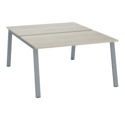 Pôle de 2 bureaux droits chêne gris L 140 x P 80 cm piétement métal - Arch