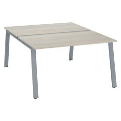 Pôle de 2 bureaux droits chêne gris L 140 x P 80 cm piétement métal - Arch