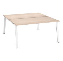 Pôle de 2 bureaux droits chêne clair L 160 x P 80 cm piétement métal - Arch