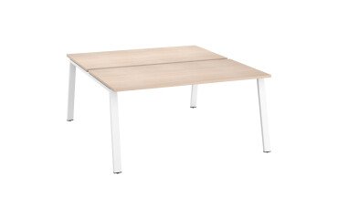 Pack pole de 2 bureaux Ecla L 160 x P 80 cm  piètement métal blanc + platines pour plateaux coulissants offerts