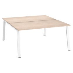 Pôle de 2 bureaux droits chêne clair L 160 x P 80 cm piétement métal - Arch