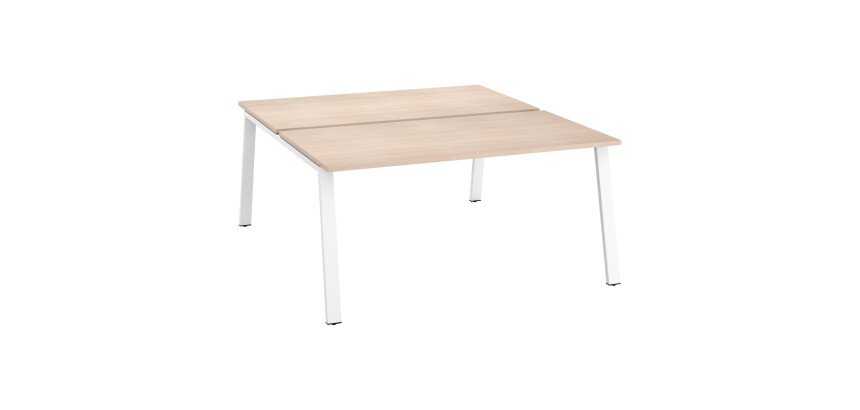 Pôle de 2 bureaux droits chêne clair L 160 x P 80 cm piétement métal - Arch