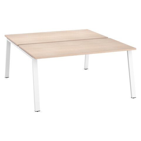 Conjunto de 2 mesas Ecla roble claro An 160 x Fon 80 cm patas metal blancas - elemento inicial