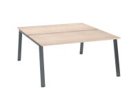 Pack eiland 2 werkposten Ecla L 160 x D 80 cm antraciet metalen voet + gratis platen voor schuifbladen