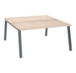 Pôle de 2 bureaux droits chêne clair L 160 x P 80 cm piétement métal - Arch