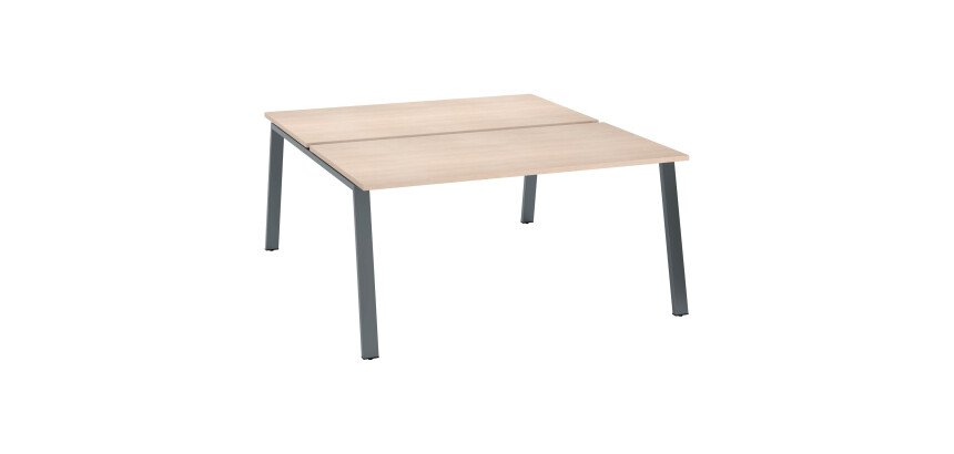 Pack Pôle de 2 bureaux ECLA L 140 ou 160 cm + platines coulissantes pour plateau offertes